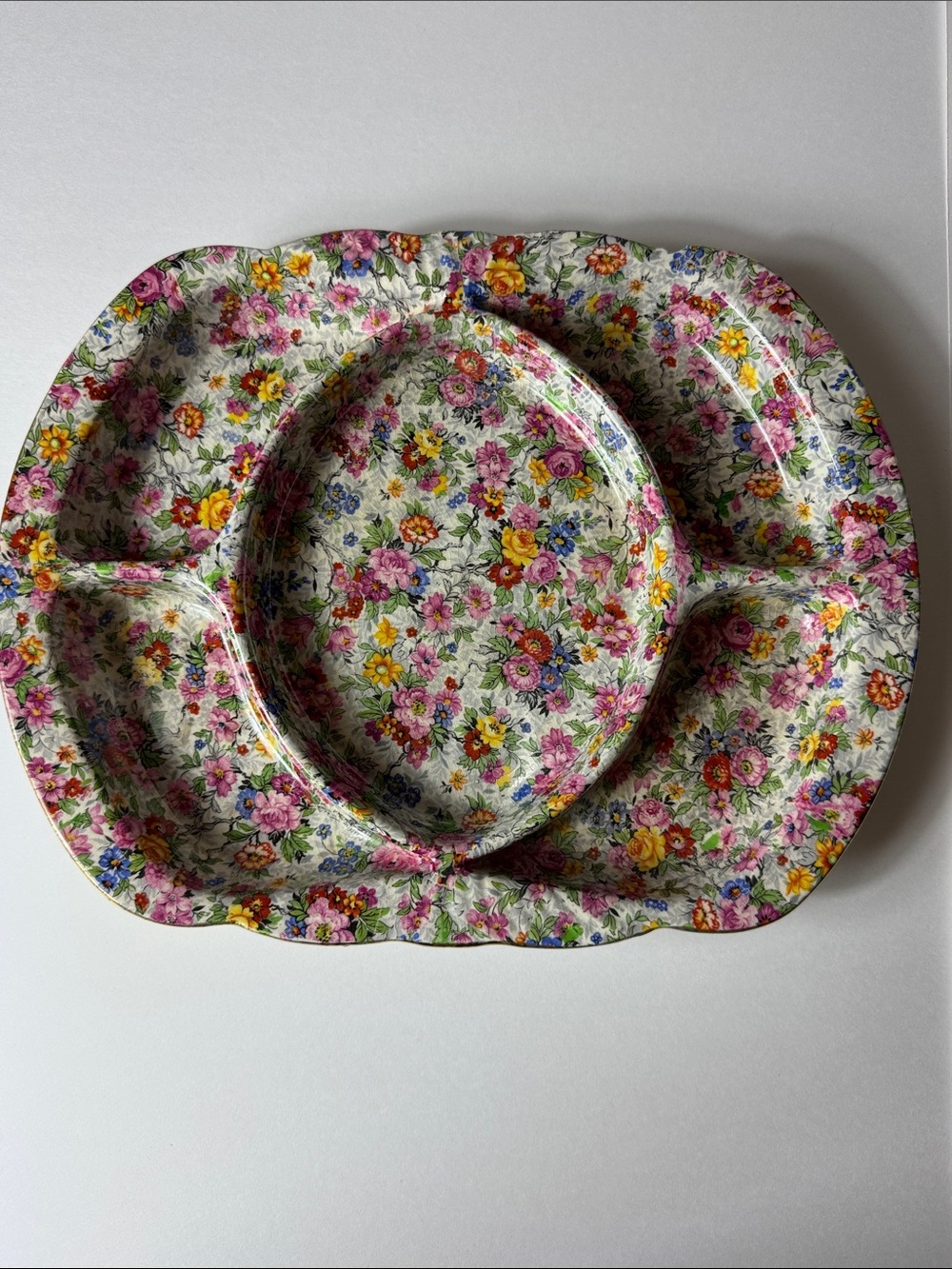 Chintz “MARINA” Floral Sectioned Party Tray - Pink, Yellow, Blue